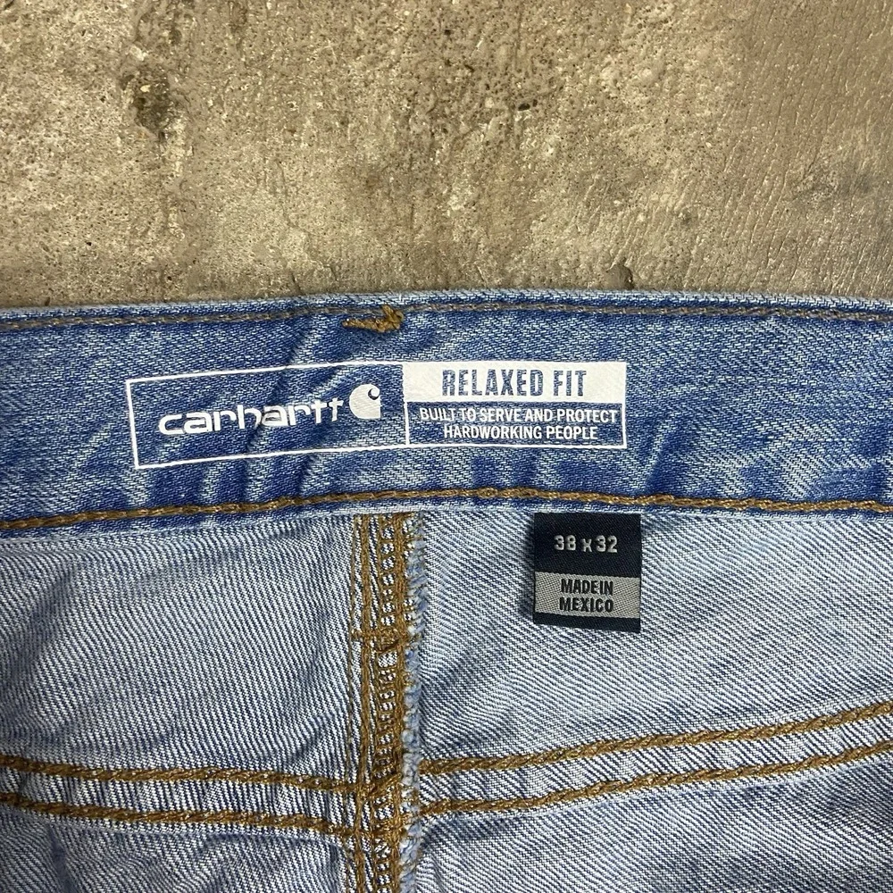 Carhartt Jeans Size 38x32 Blue Denim Light Wash Relaxed Straight Fit 105119 H83